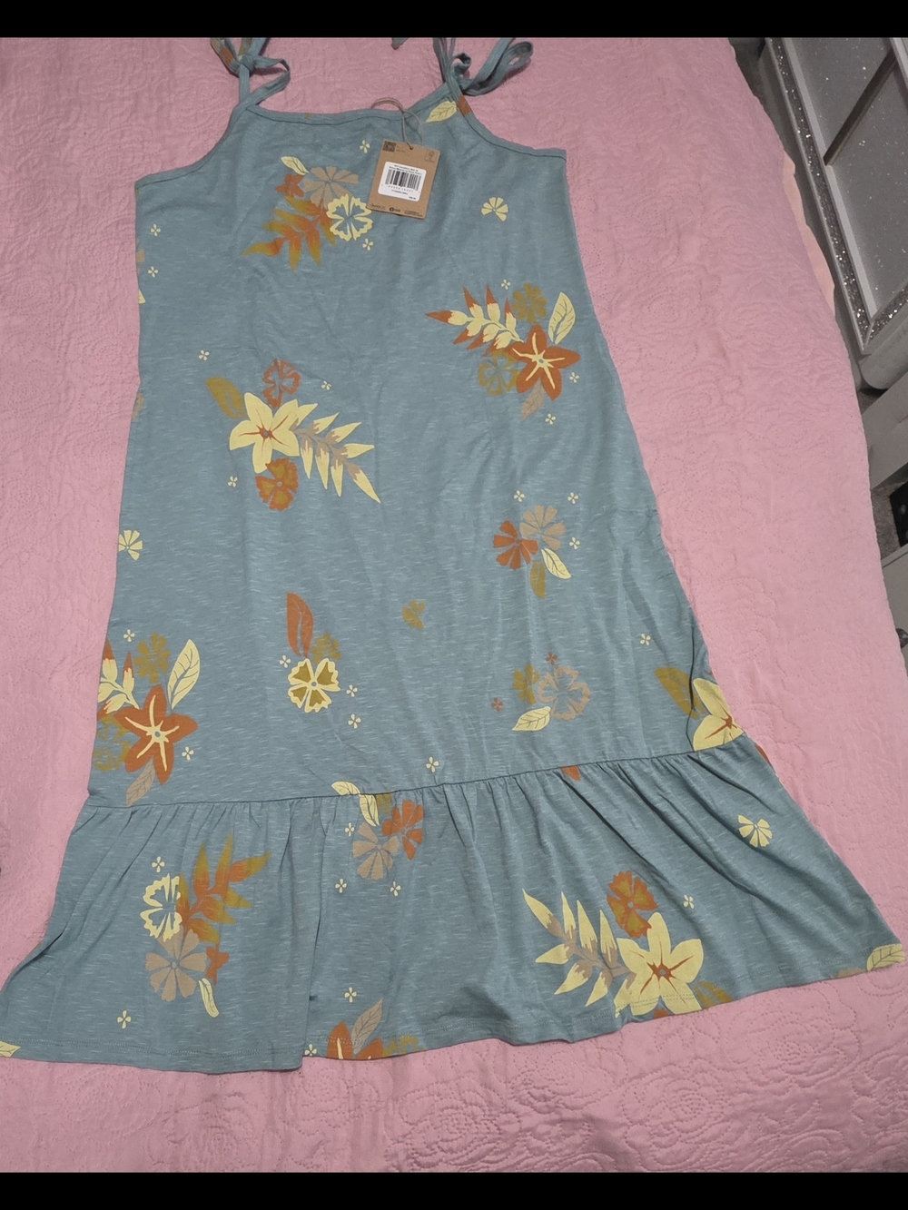 Toad&Co Dusty Teal Floral Tie-Strap Sundress